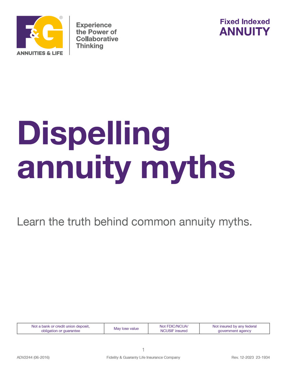 Cover of Annuitt Myths brochure