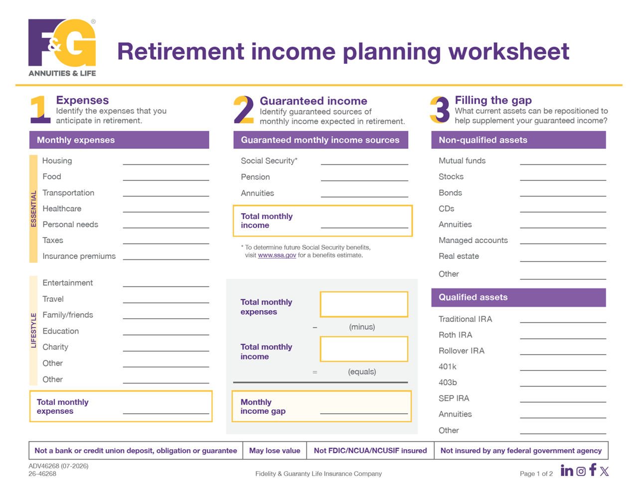  Retirement income planning tool