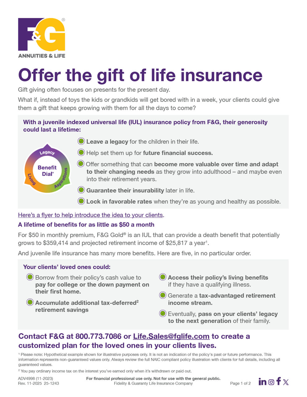 Offer the gift of life insurance flyer cover